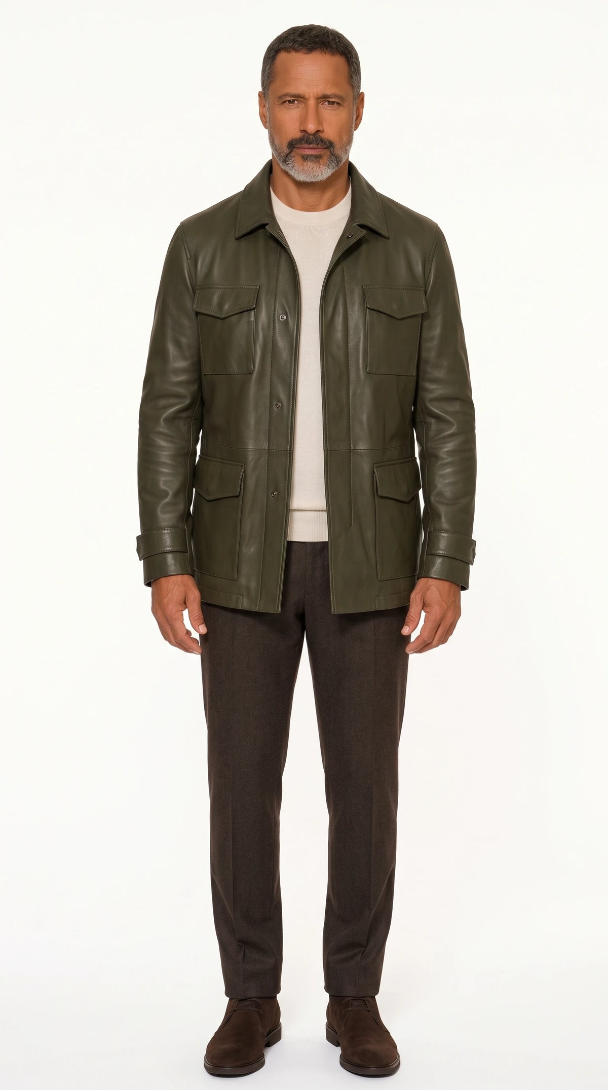The Noir Marylebone olive leather field jacket by Christopher Noir