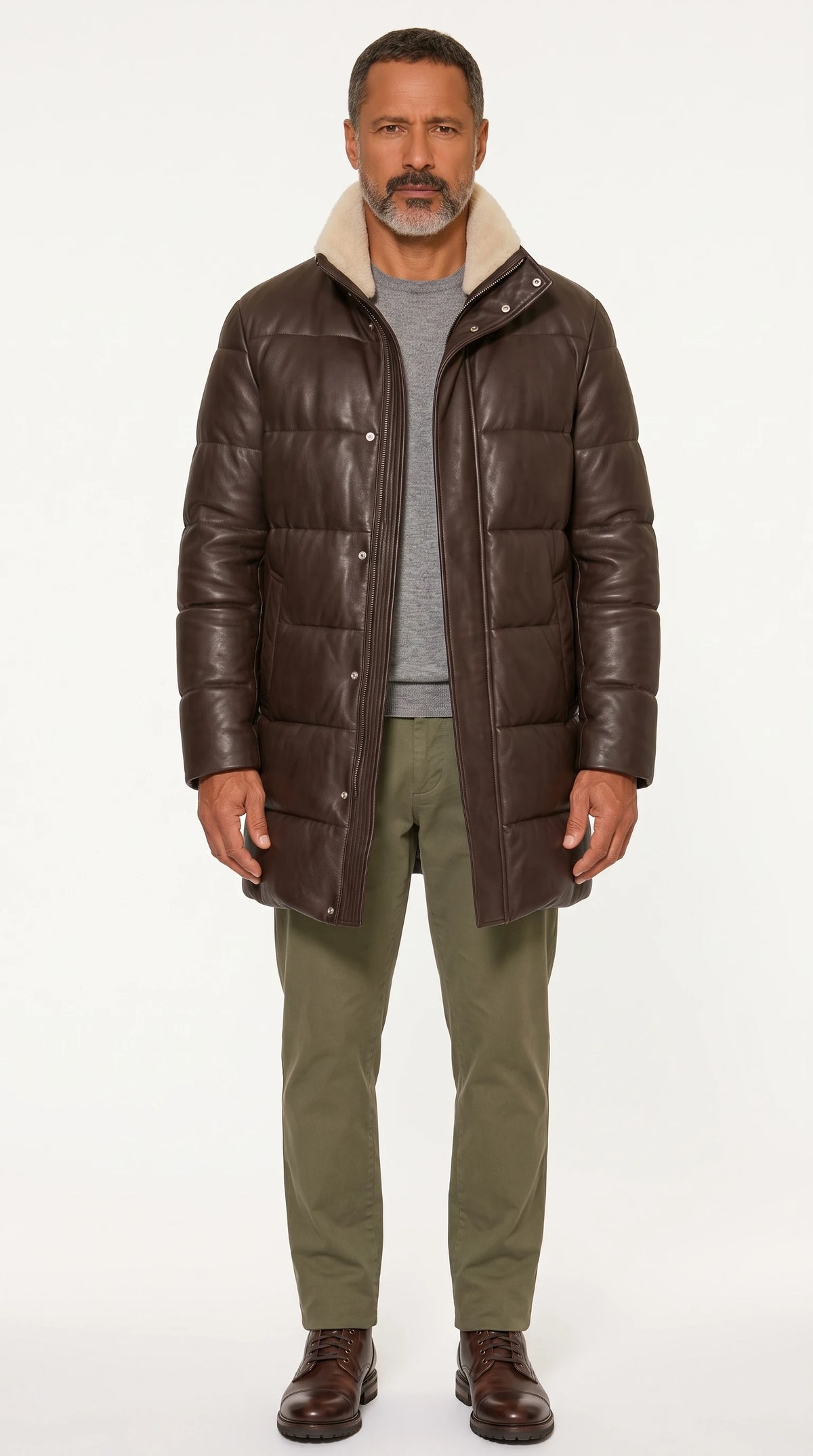 The Noir Assynt espresso long puffer coat by Christopher Noir