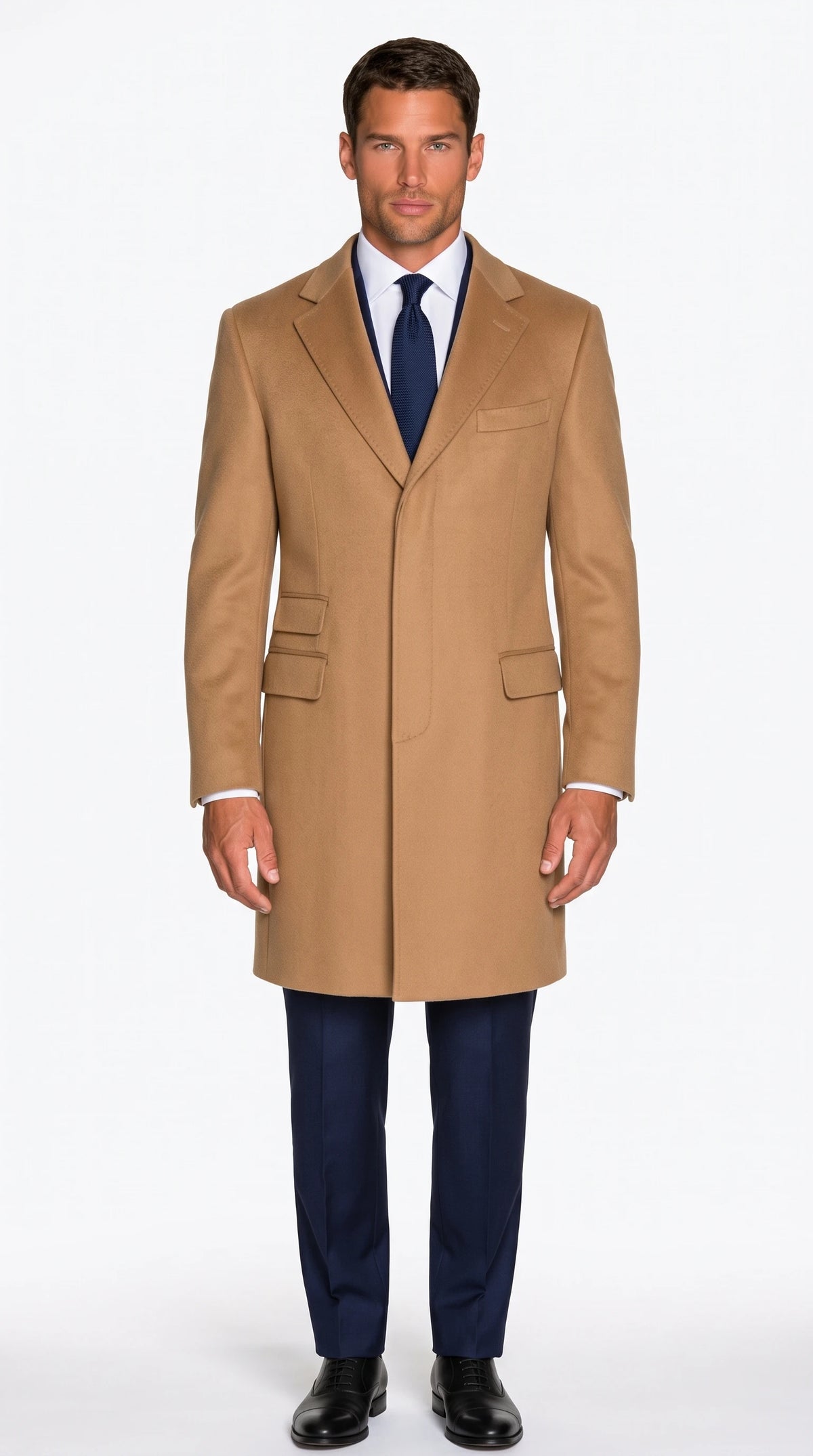 The Noir Kensington camel single-breasted overcoat by Christopher Noir