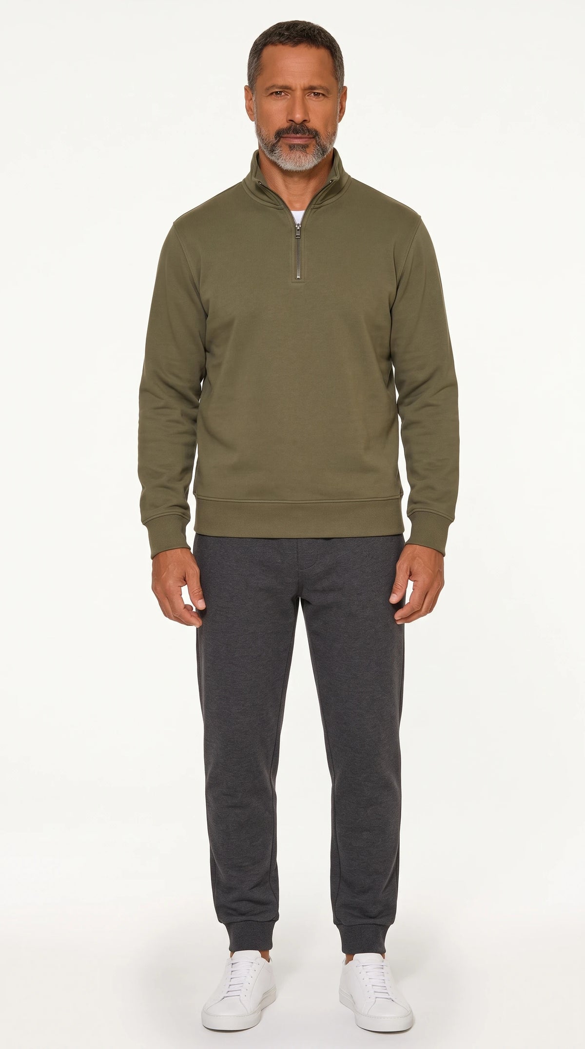 The Noir Lyme olive half-zip sweatshirt by Christopher Noir