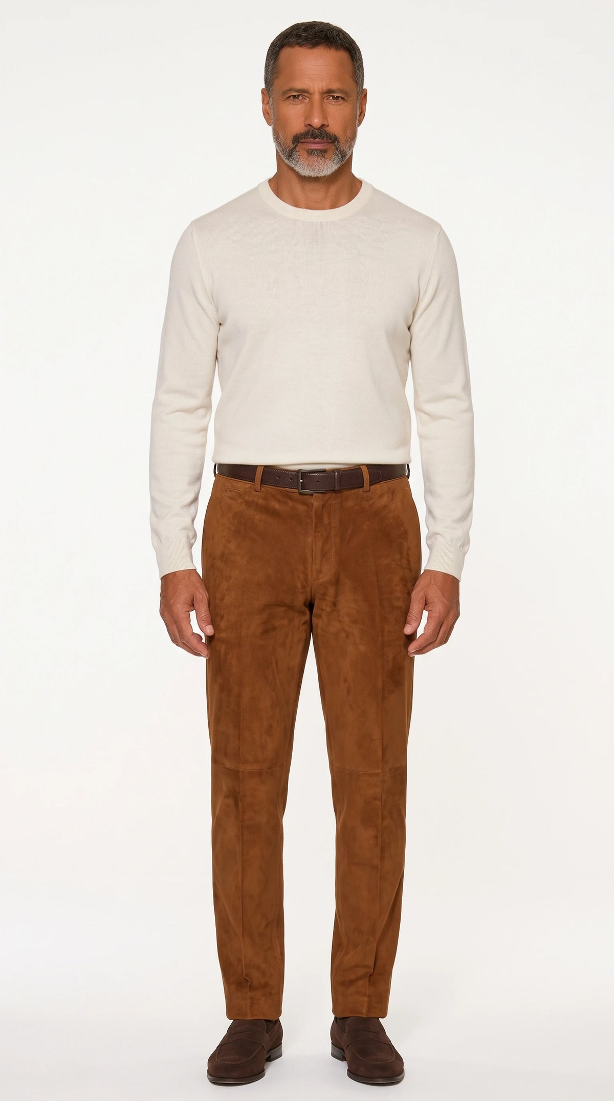 Men's tobacco suede trousers – The Noir Snowshill by Christopher Noir