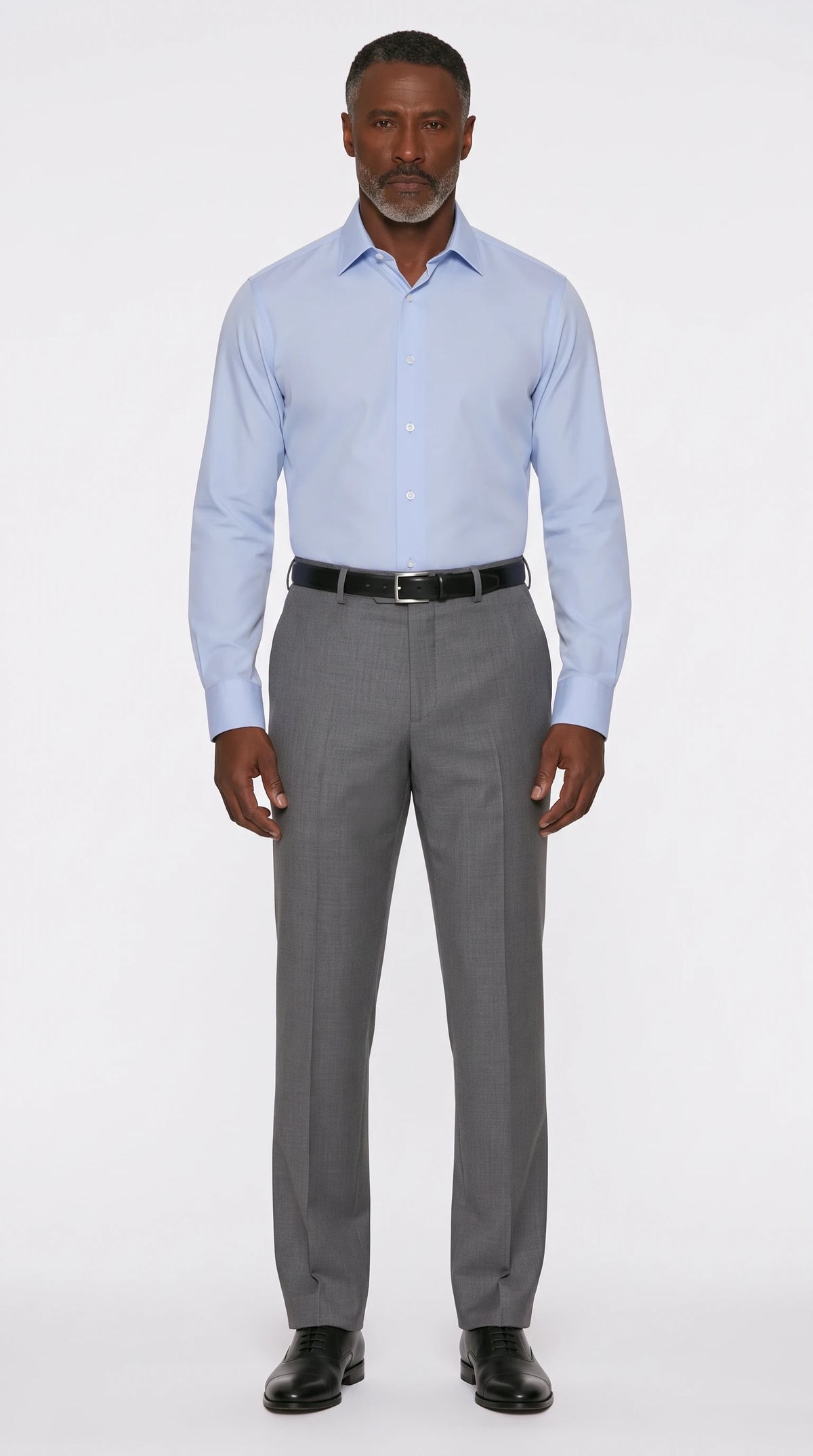 The Noir Cirencester mid grey wool straight-leg trousers by Christopher Noir