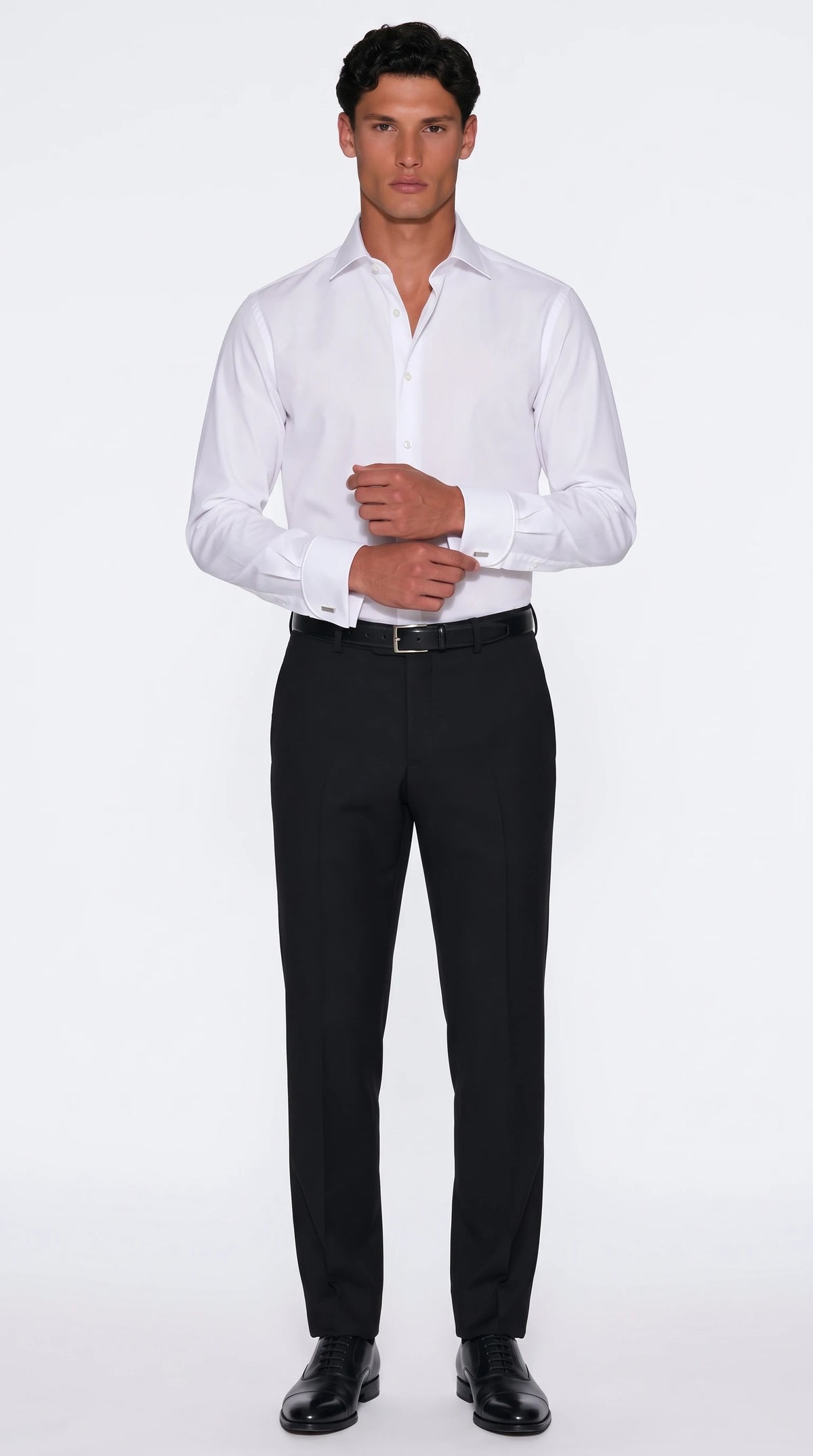 The Noir Savile white signature French cuff shirt by Christopher Noir