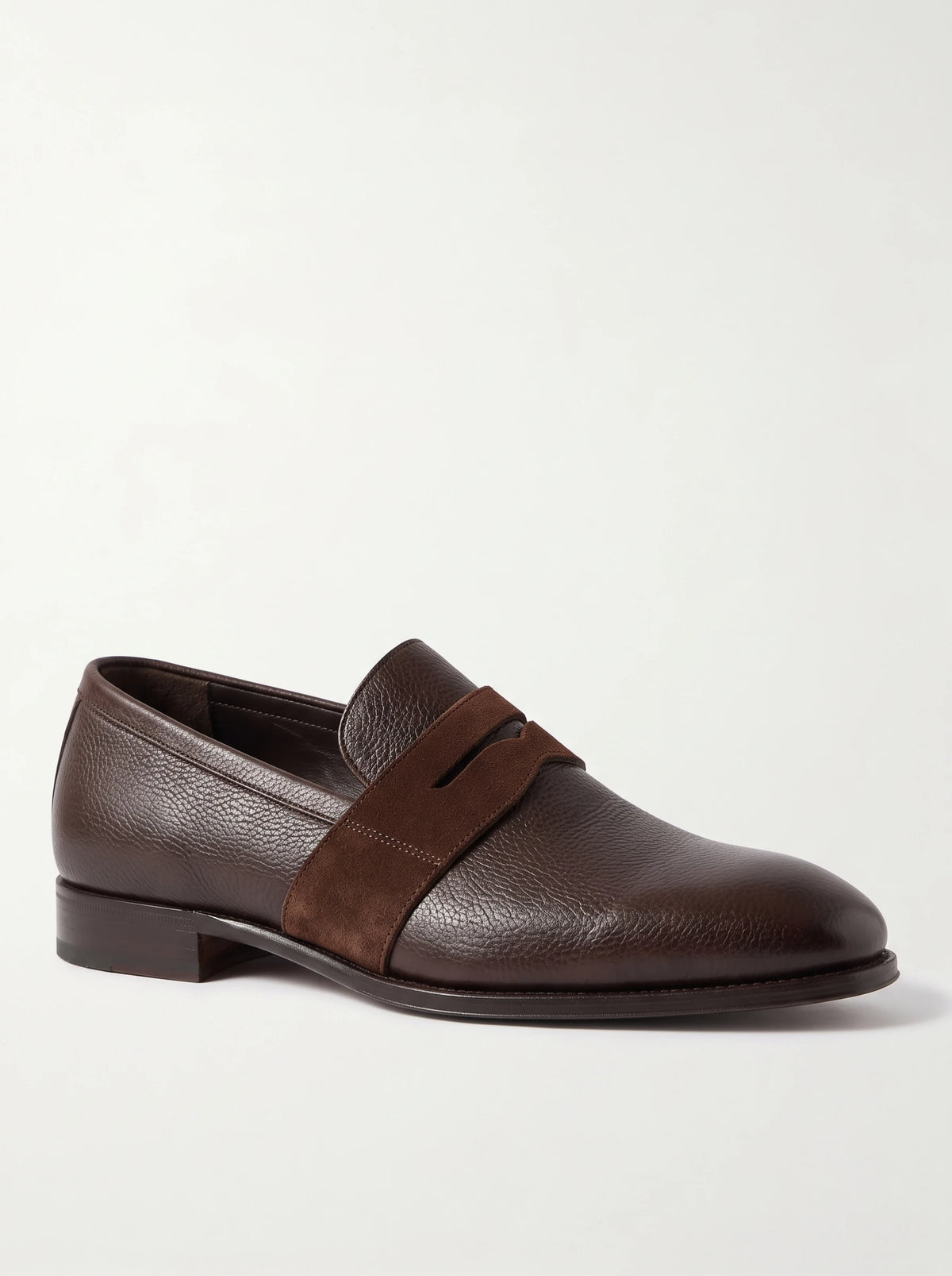 The Noir Grasmere espresso pebbled leather and suede loafer by Christopher Noir