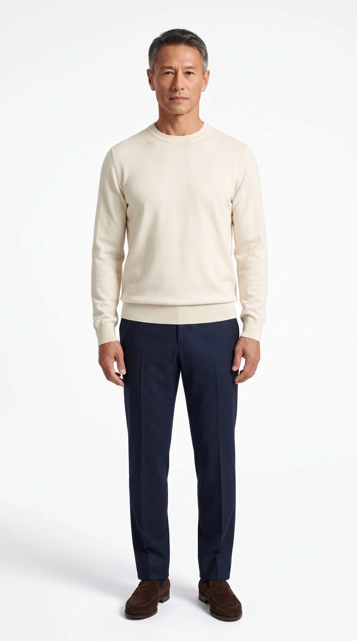 The Noir Rye cream Giza cotton crewneck by Christopher Noir