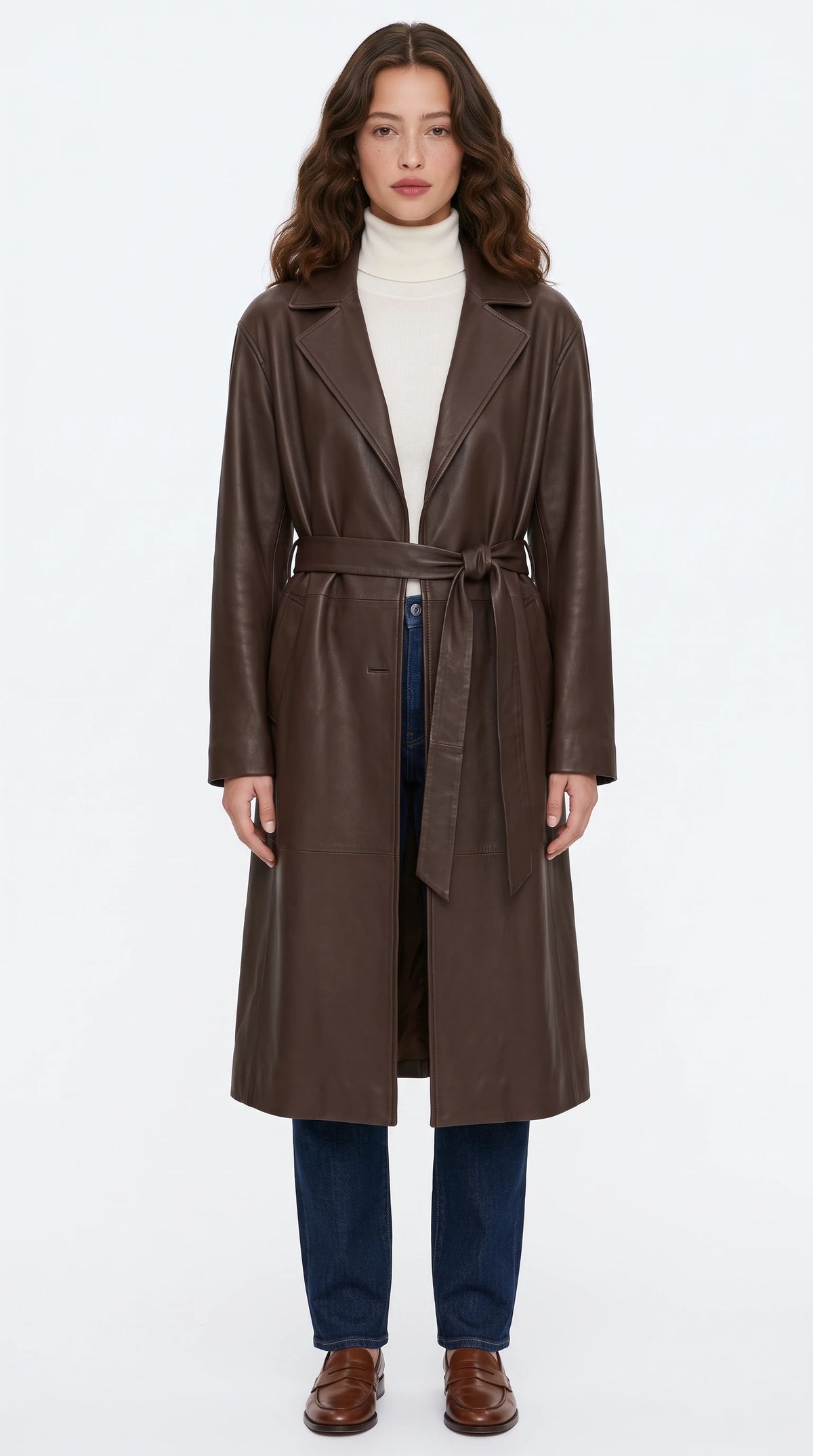 The Noir Petworth chocolate leather trench coat by Christopher Noir