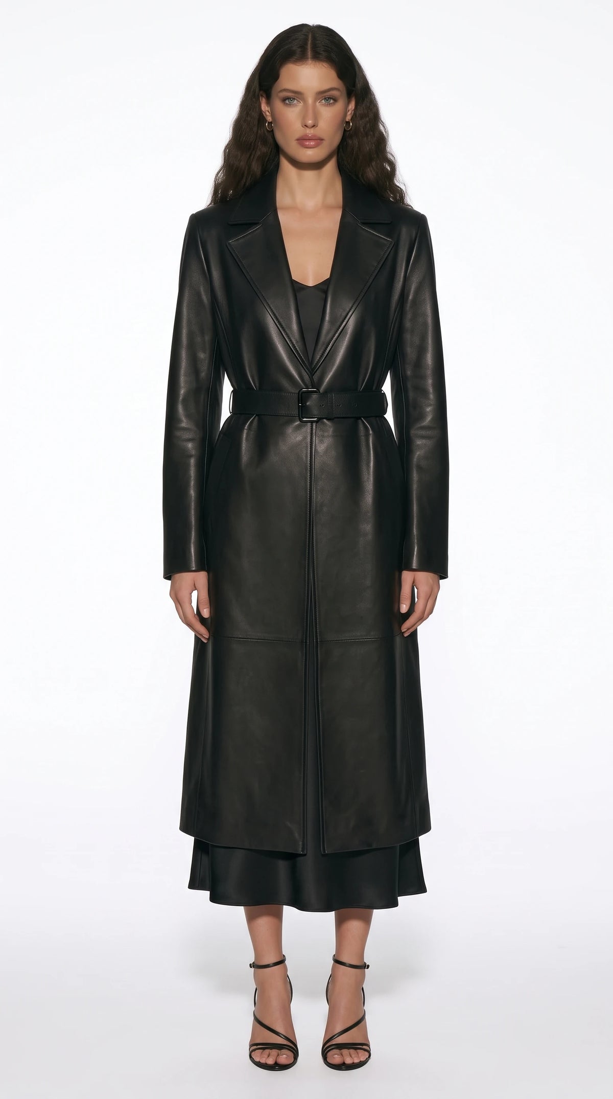 The Noir Polesden black leather trench coat by Christopher Noir