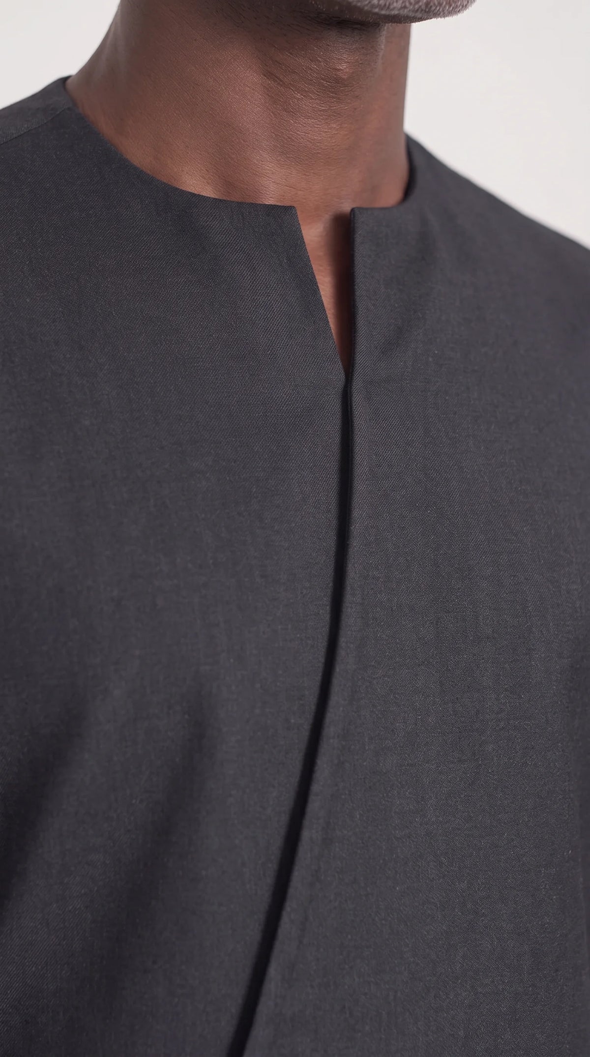 Black Asymmetric Blade Kaftan Set — neckline and front detail