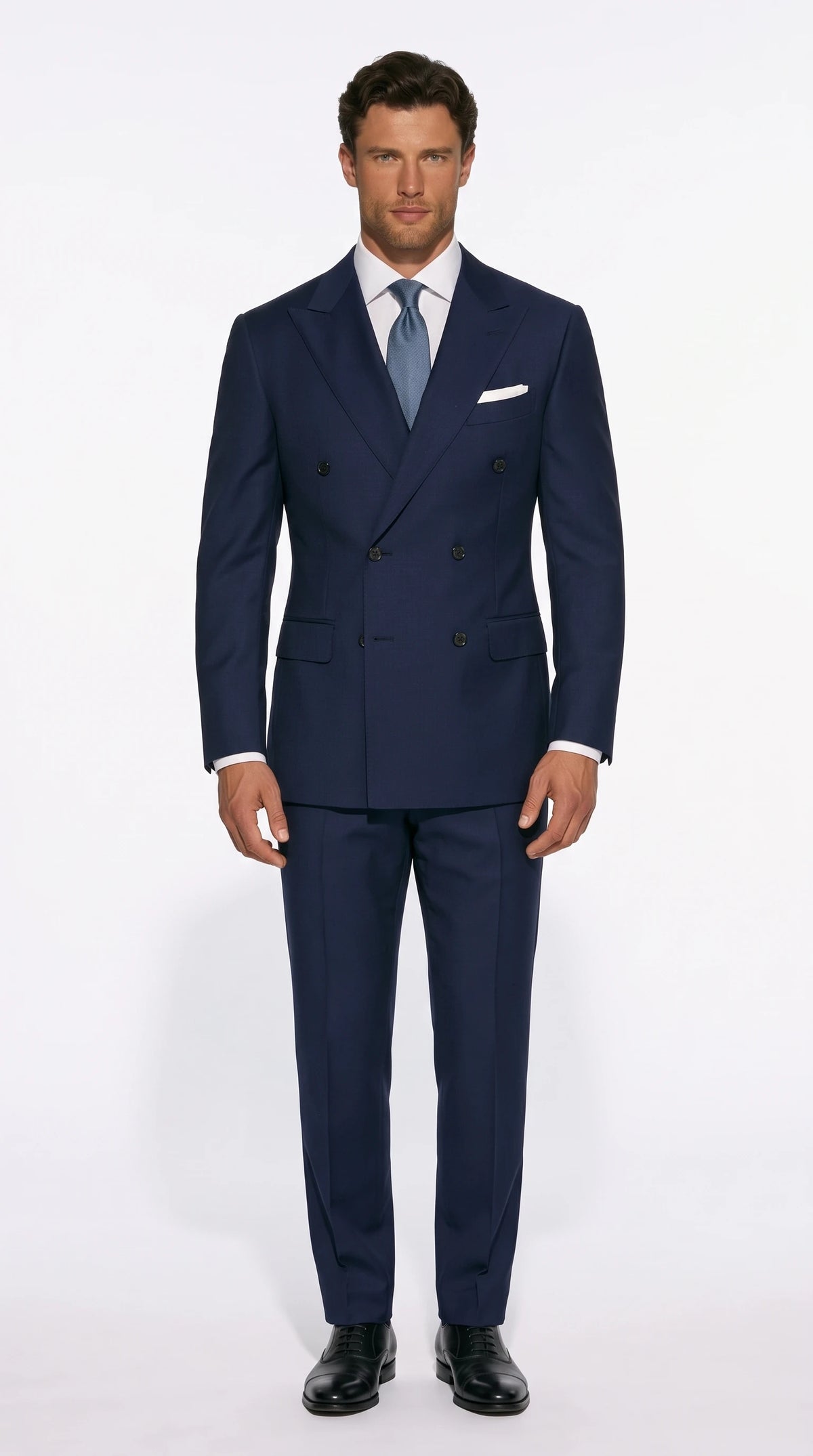 Christopher Noir classic double-breasted 6x2 suit in navy with peak lapels