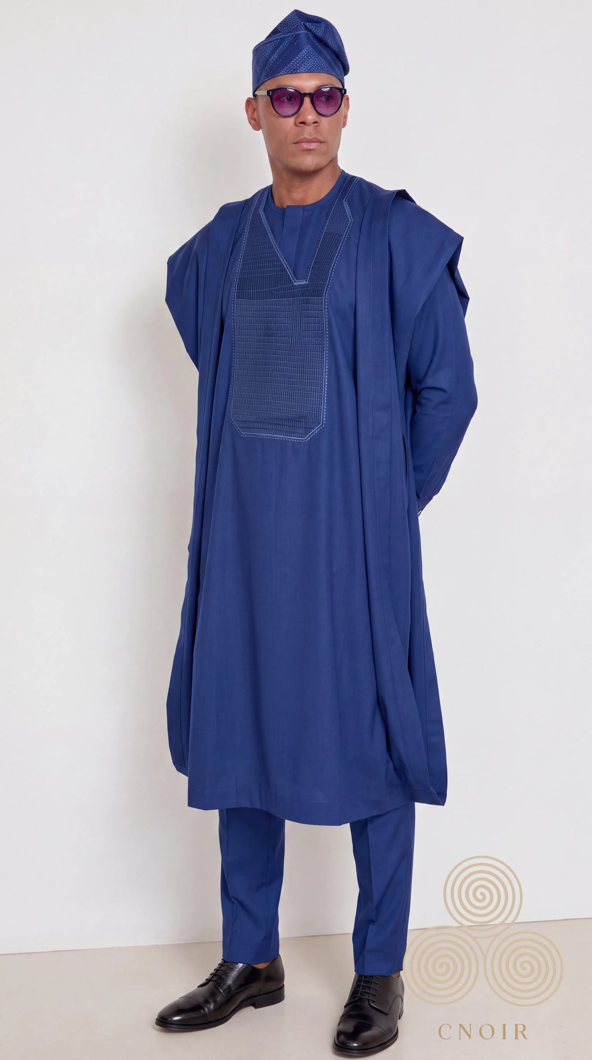 Noir Marine Agbada — Navy 3-Piece Agbada Set