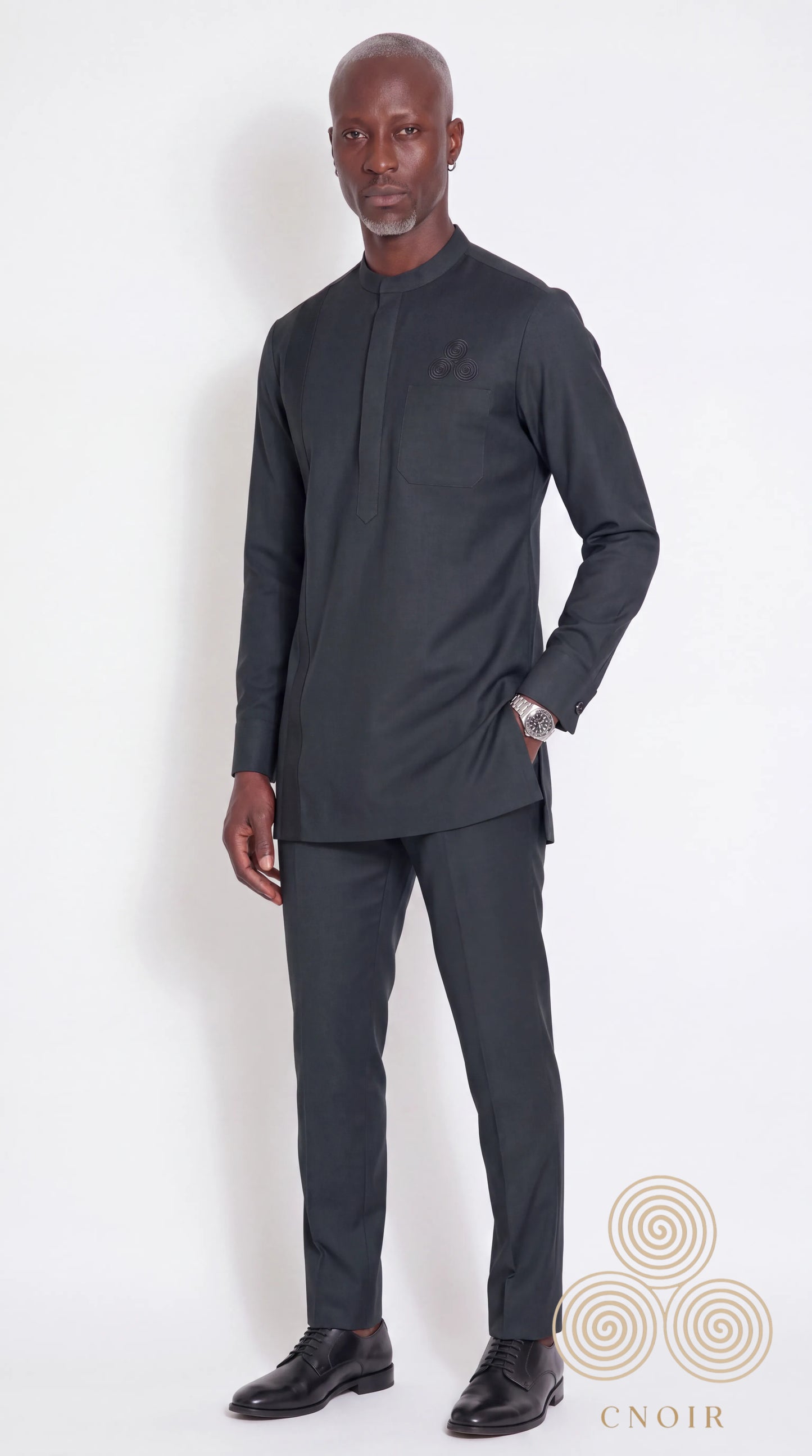 Charcoal Tonal-Panel Signature Kaftan
