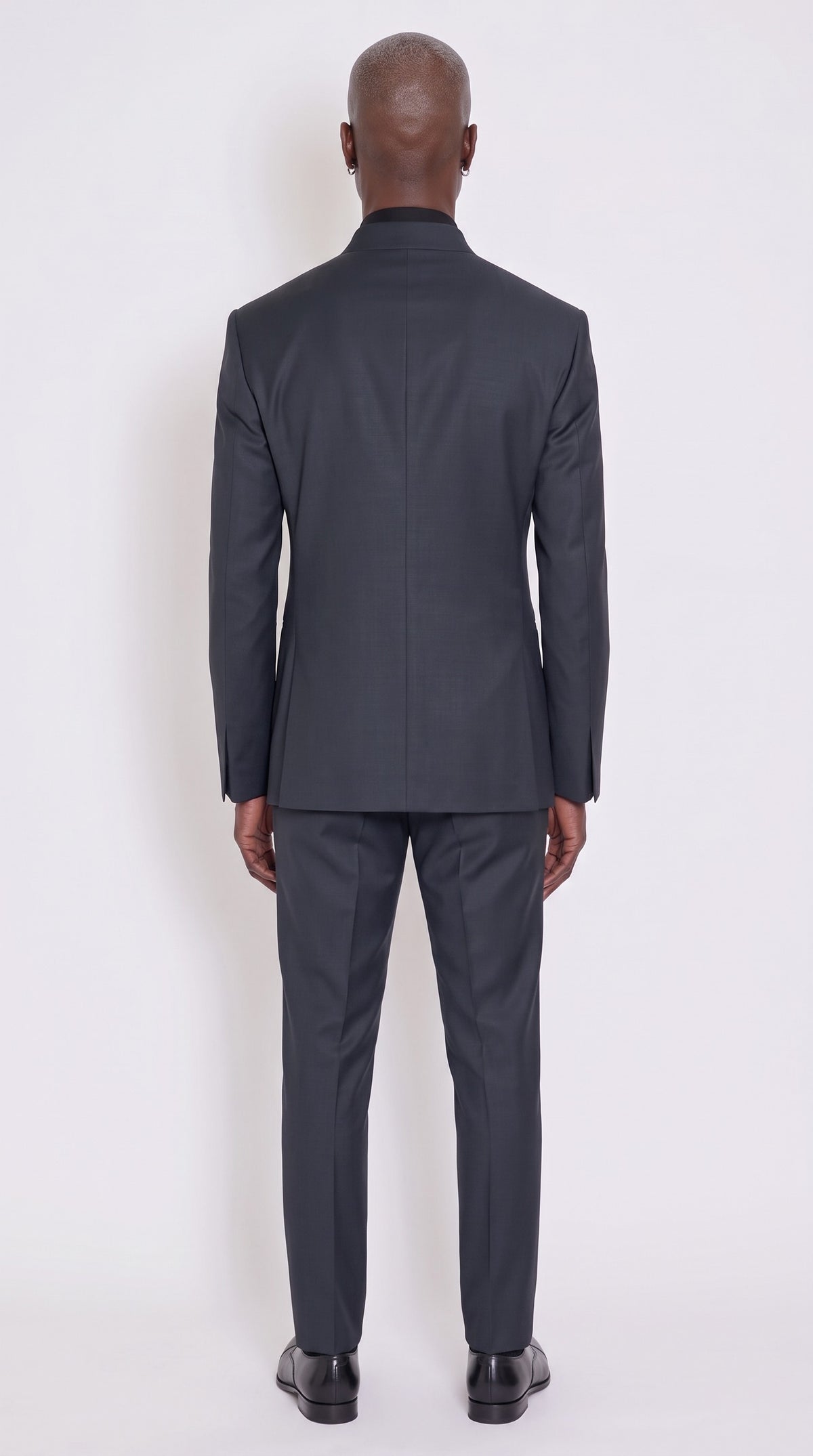 The Noir Spiral Suit — Circular-Arc Mandarin Suit – back view, Christopher Noir
