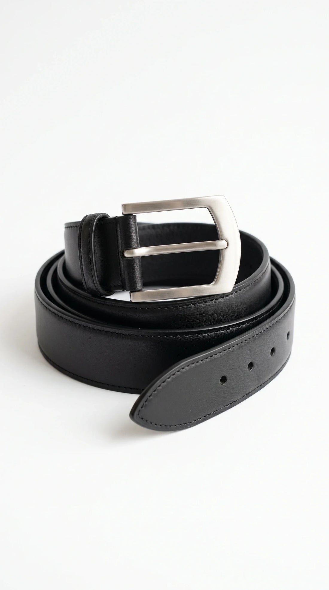 The Noir Harrogate black leather formal belt with polished squared buckle