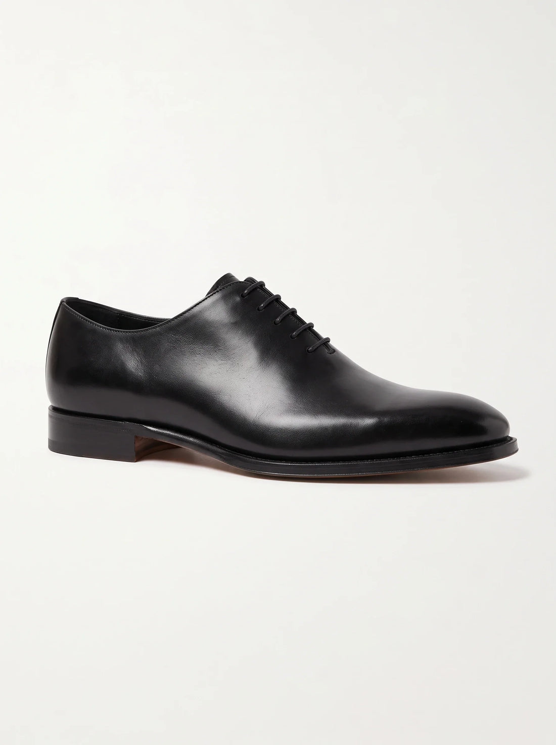 The Noir Portland black leather wholecut oxford with closed lacing
