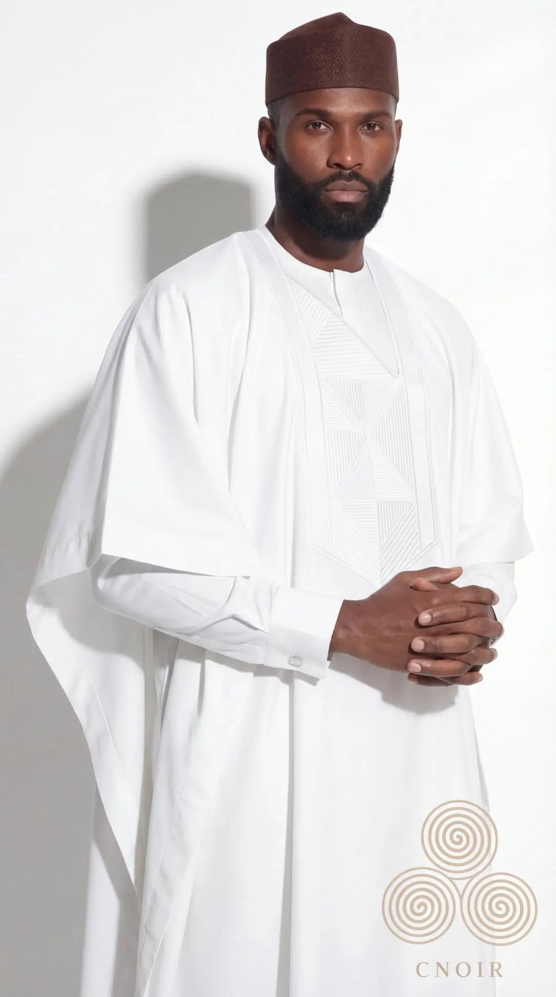 Noir Prestige Agbada in royal white by Christopher Noir