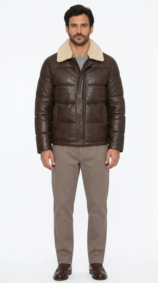 The Noir Lomond espresso puffer jacket by Christopher Noir