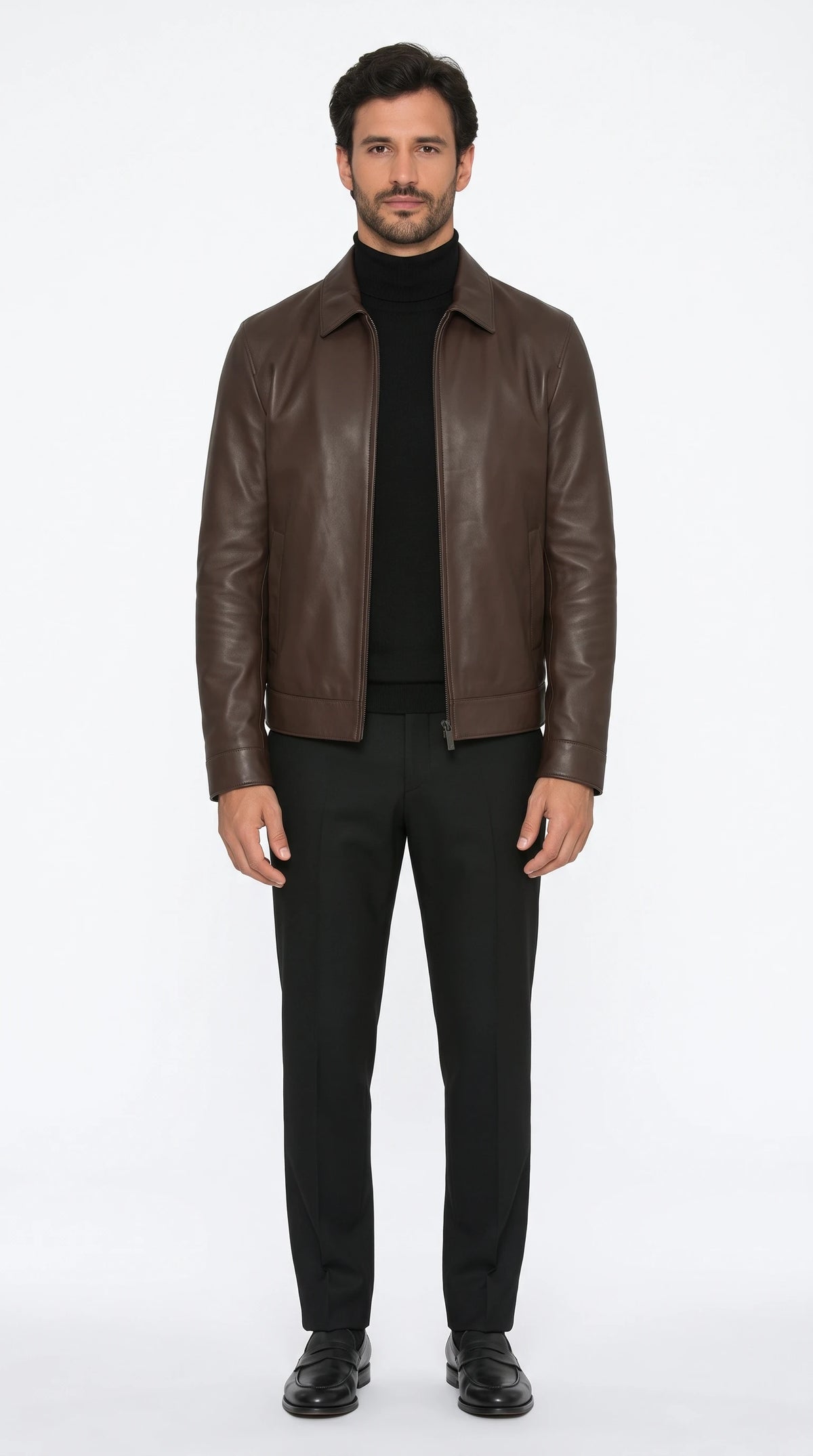 The Noir Belgravia chocolate leather blouson by Christopher Noir