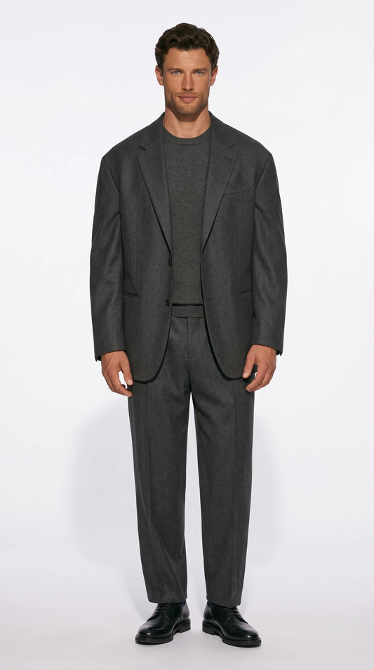 Christopher Noir Oversized Suit in charcoal grey with increased jacket volume and wide trousers