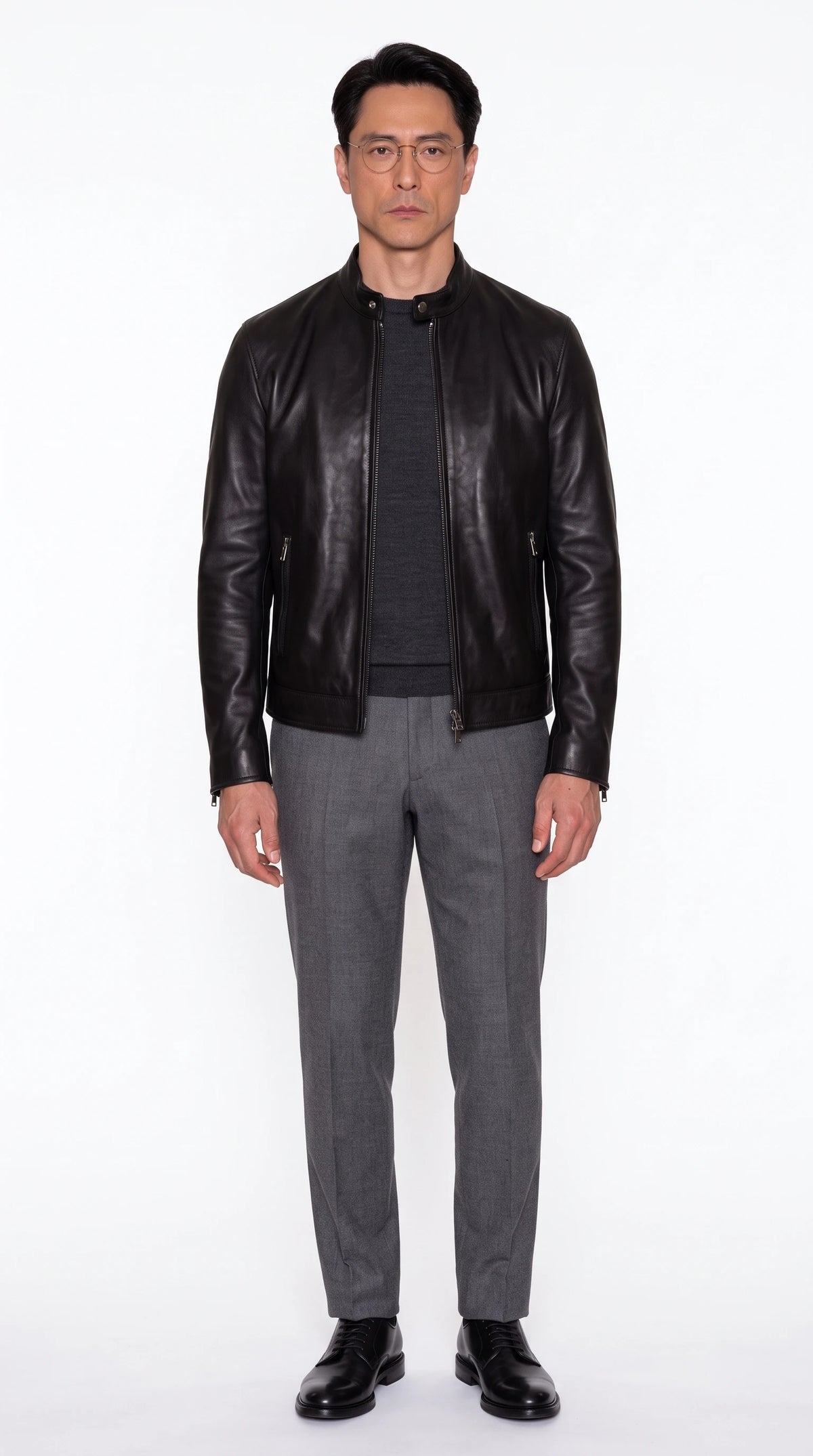 The Noir Holborn black leather café racer jacket by Christopher Noir