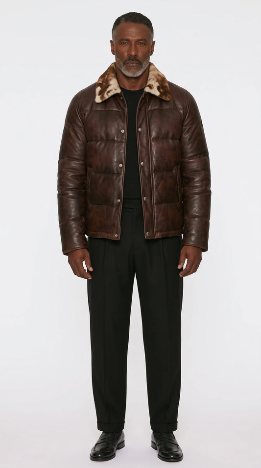 The Noir Rannoch brown puffer jacket by Christopher Noir
