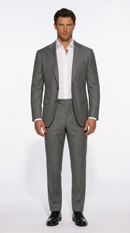 Christopher Noir High-Waisted Trouser Suit in mid grey with the waistband set at the natural waist