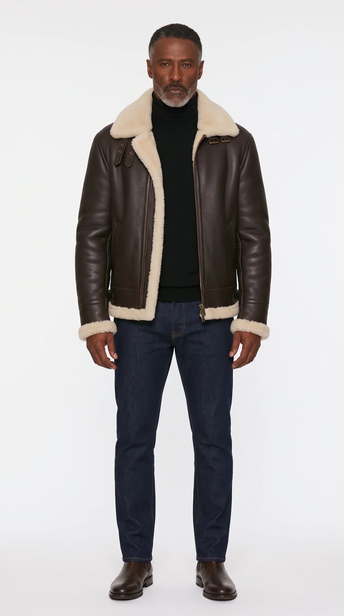 The Noir Knightsbridge espresso shearling aviator jacket by Christopher Noir