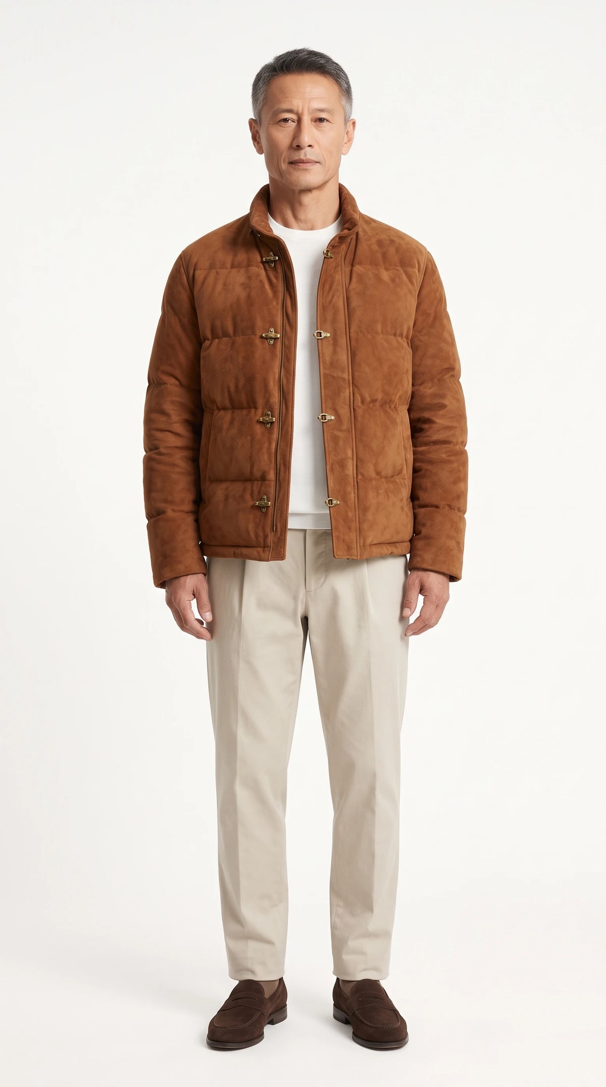 The Noir Affric tobacco puffer jacket by Christopher Noir