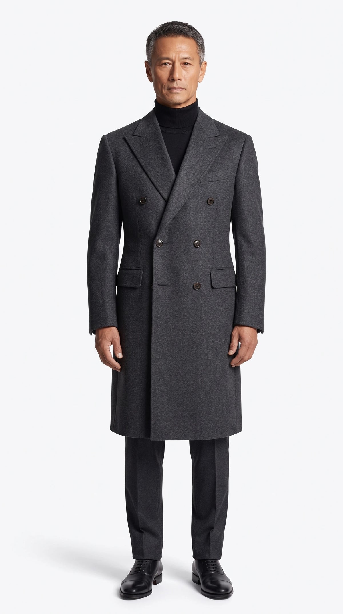 The Noir Pimlico charcoal double-breasted overcoat by Christopher Noir