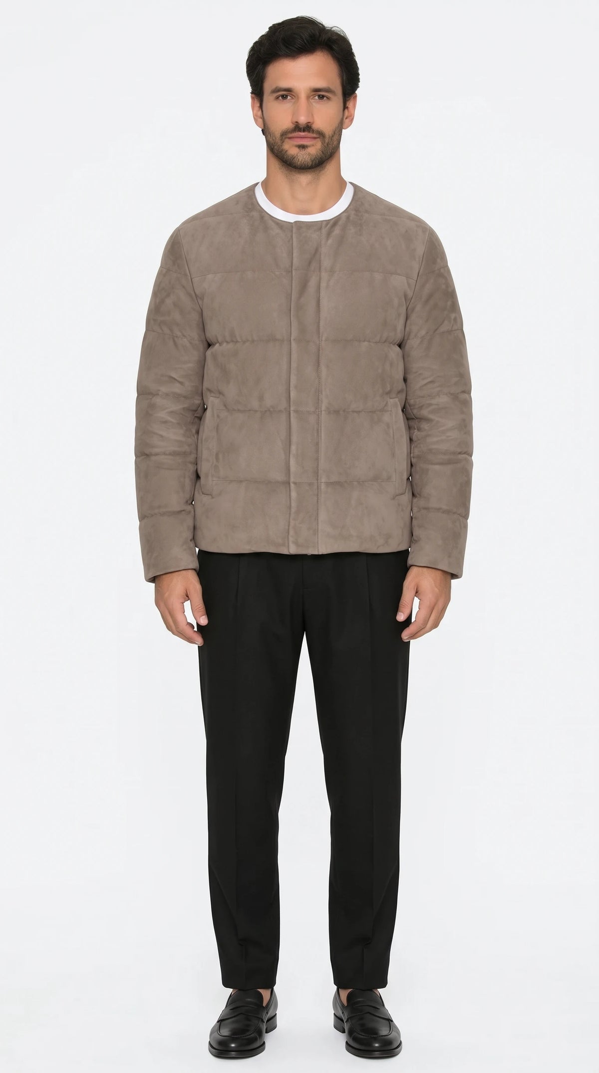 The Noir Schiehallion taupe puffer jacket by Christopher Noir