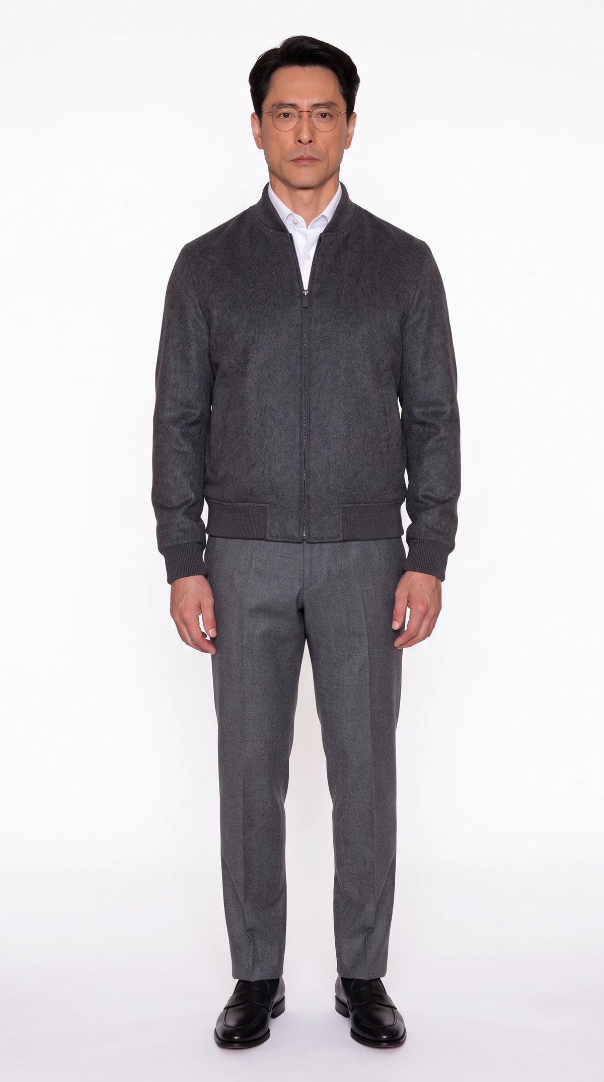 The Noir Bloomsbury charcoal wool bomber jacket by Christopher Noir