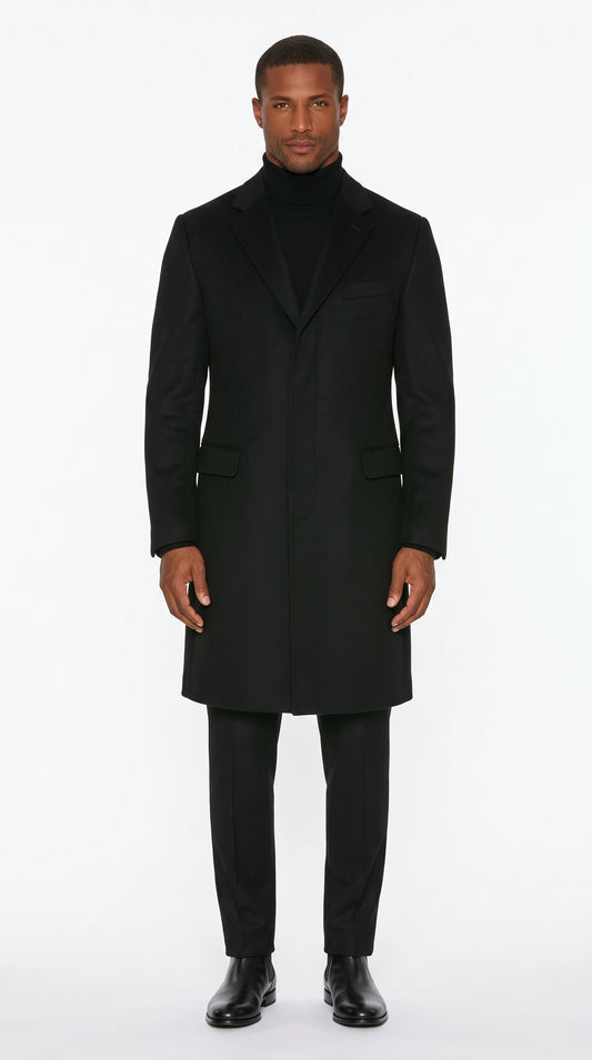The Noir Hampstead black long topcoat by Christopher Noir