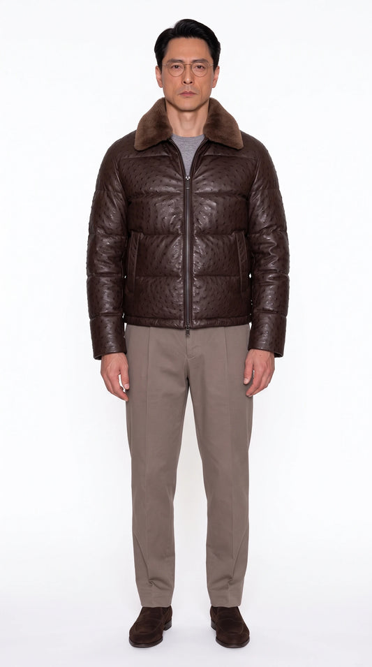 The Noir Mull espresso puffer jacket by Christopher Noir