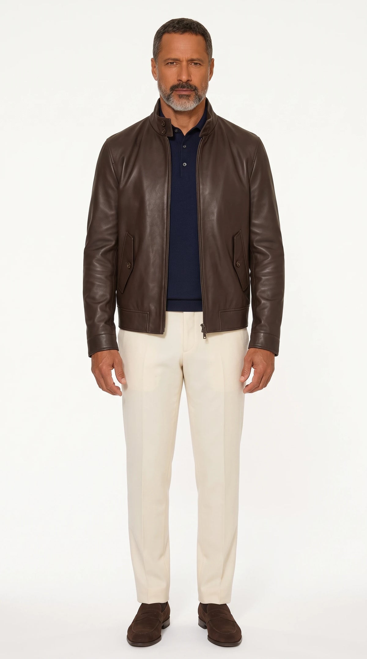 The Noir Richmond dark brown leather Harrington jacket by Christopher Noir