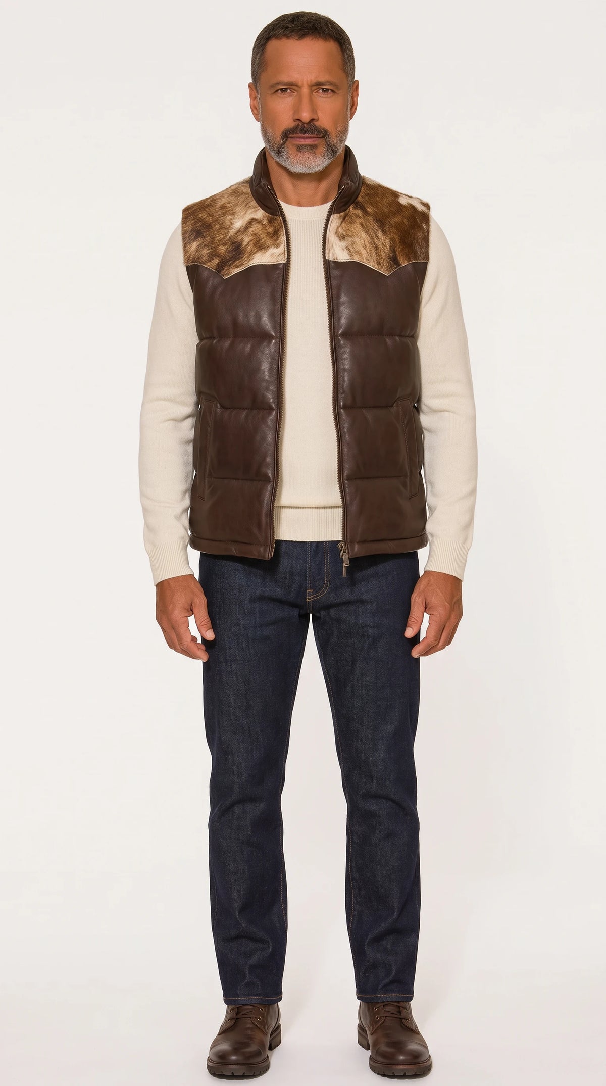 The Noir Lewis brown puffer gilet by Christopher Noir