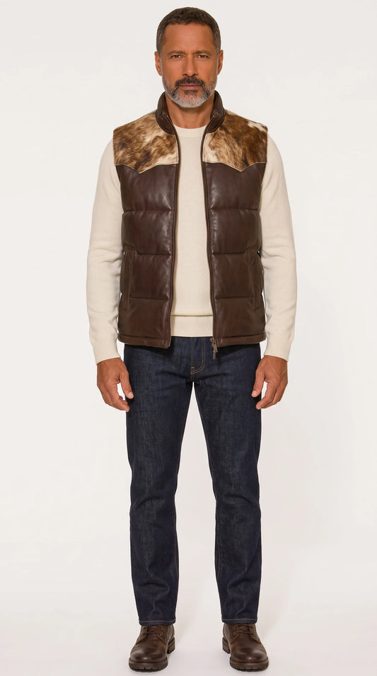 The Noir Lewis brown puffer gilet by Christopher Noir