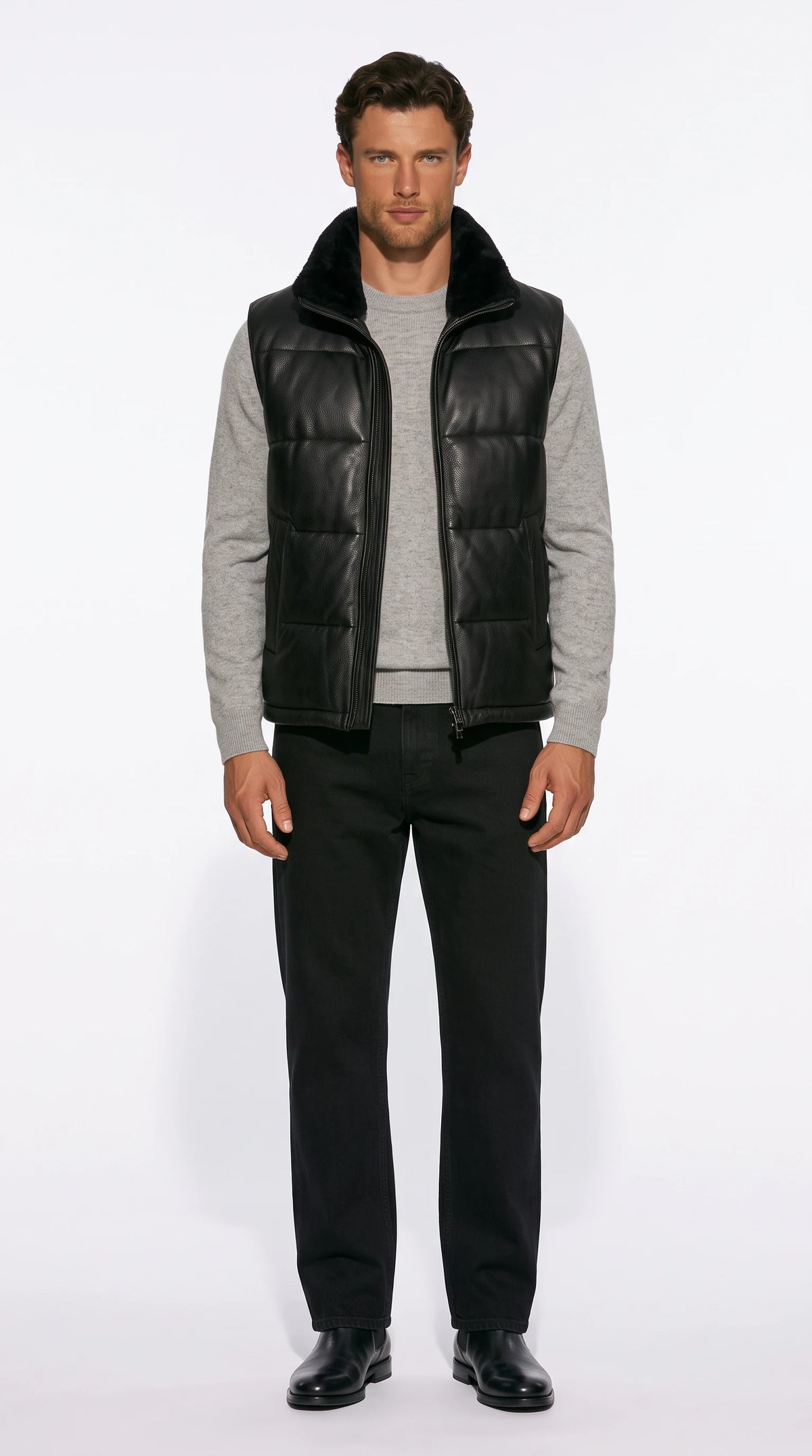 The Noir Islay black puffer gilet by Christopher Noir