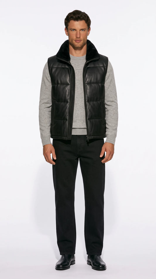 The Noir Islay black puffer gilet by Christopher Noir