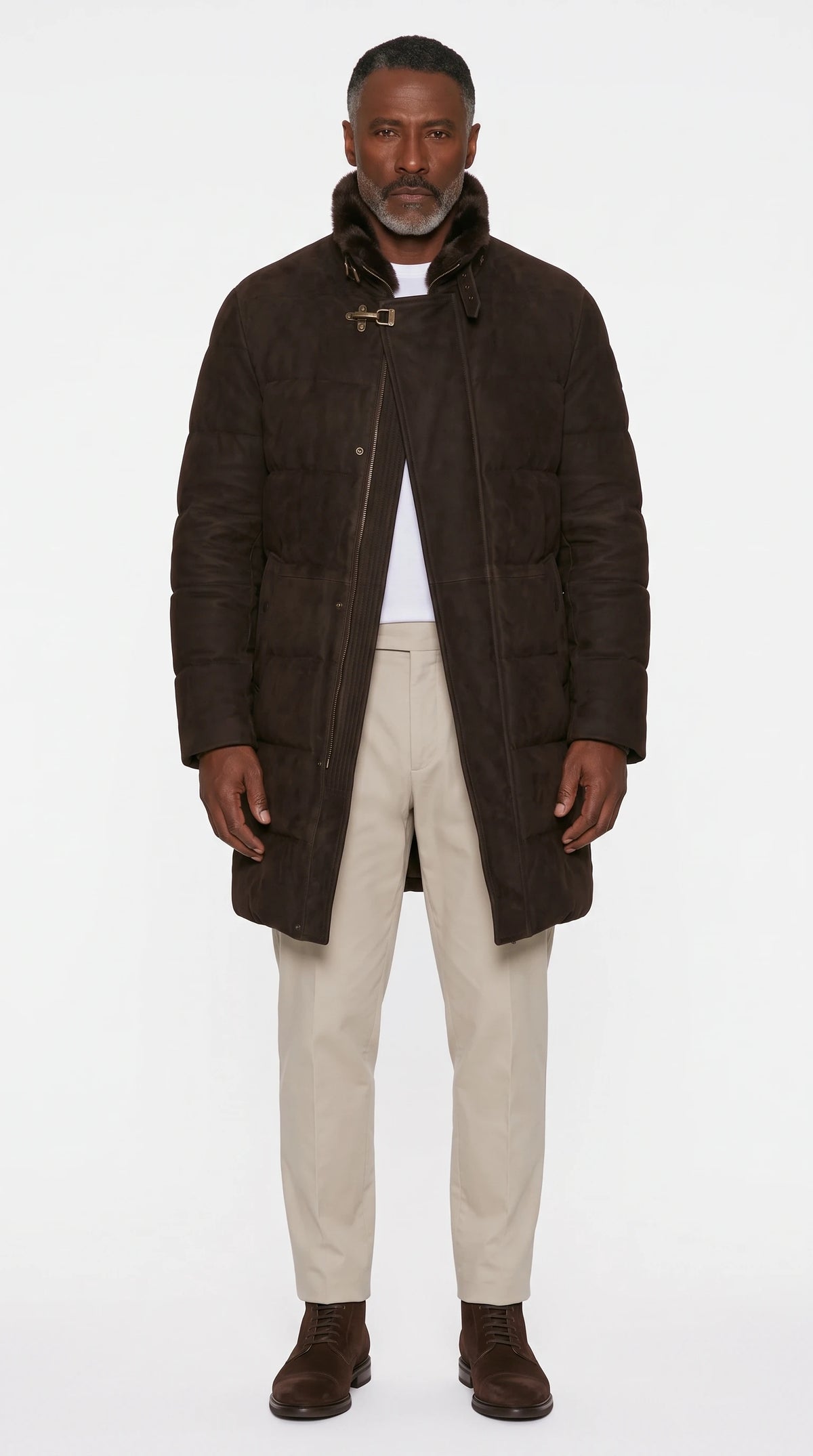 The Noir Tay brown long puffer coat by Christopher Noir