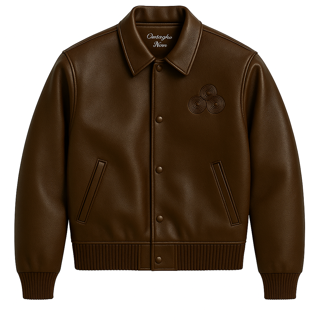 CNOIR Leather Varsity Bomber Jacket (Unisex)