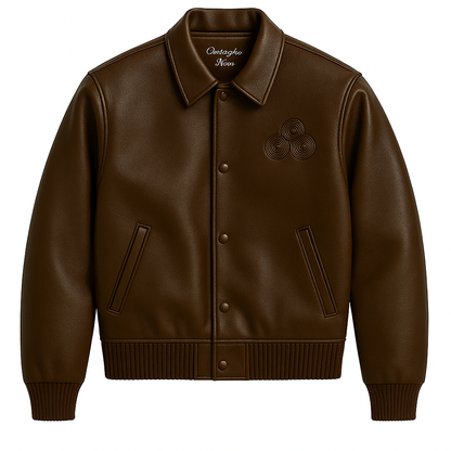 CNOIR Leather Varsity Bomber Jacket (Unisex)
