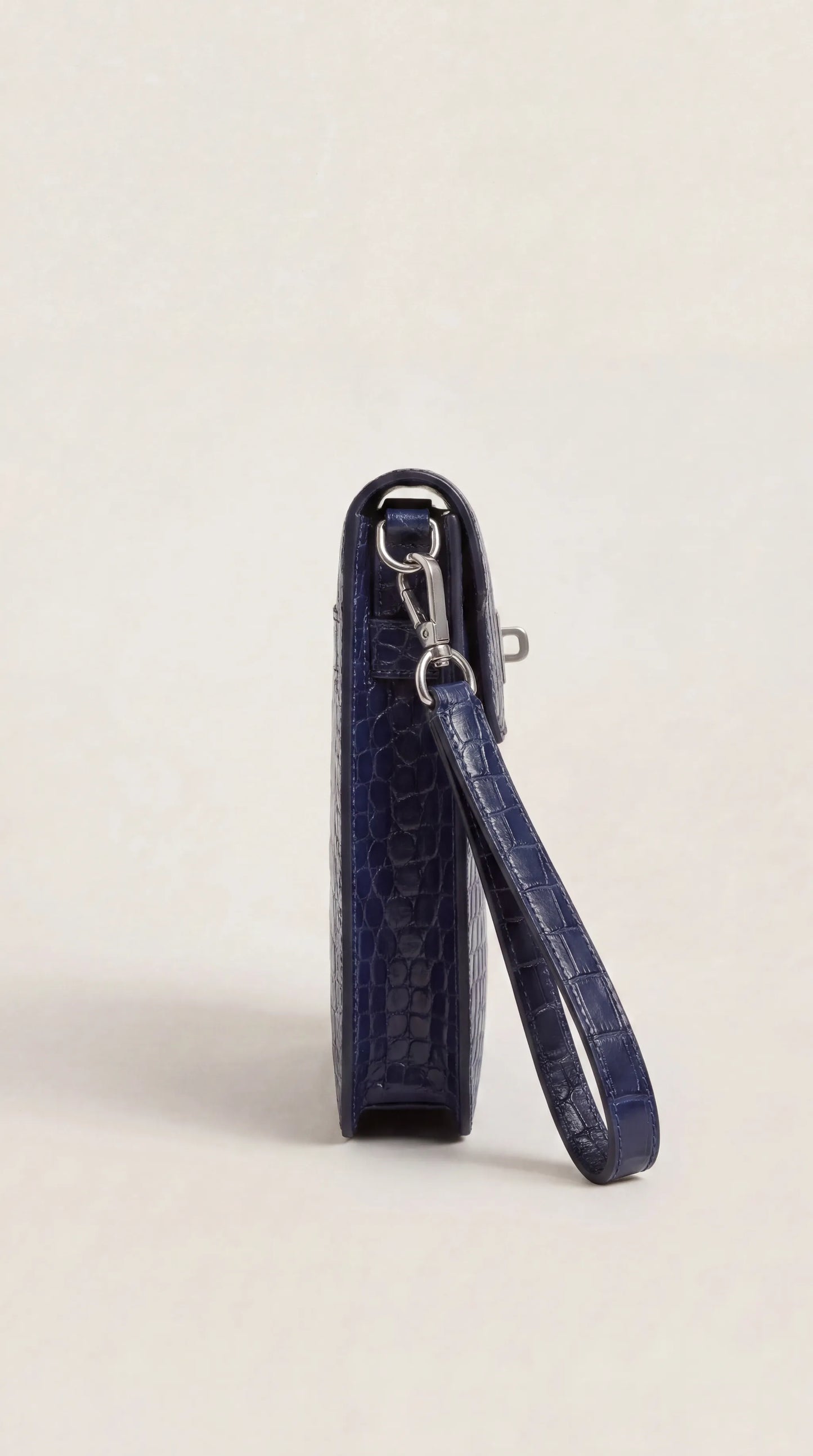 Noir-Croc Men's Clutch Bag - Navy