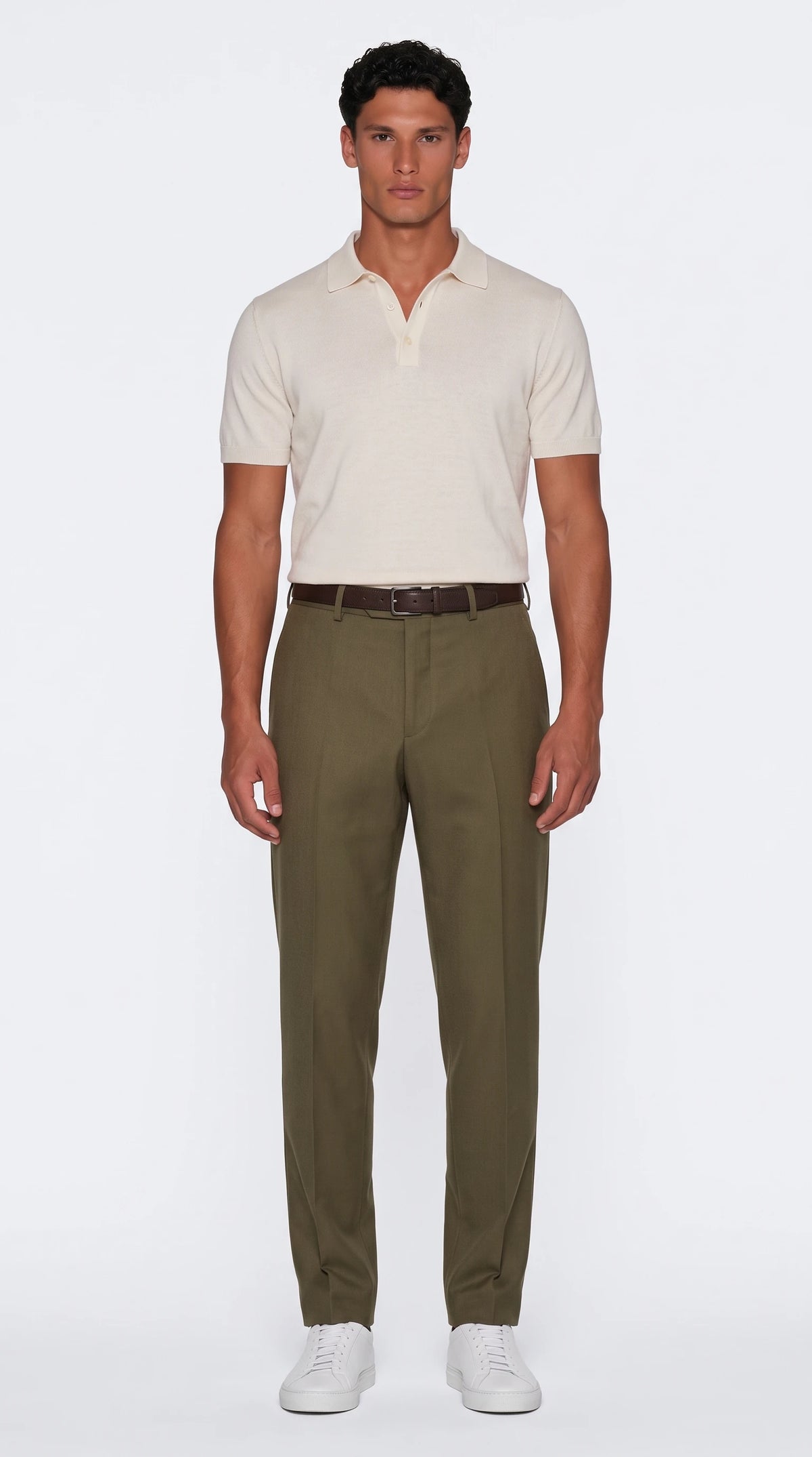 The Noir Slad olive wool relaxed trousers by Christopher Noir