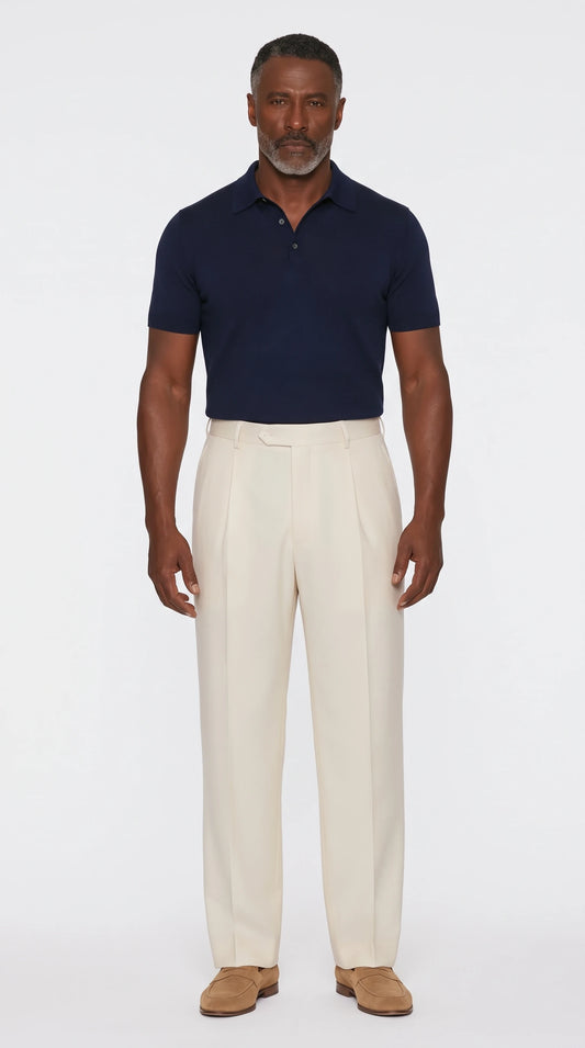 The Noir Lechlade cream wool-blend wide-leg trousers by Christopher Noir