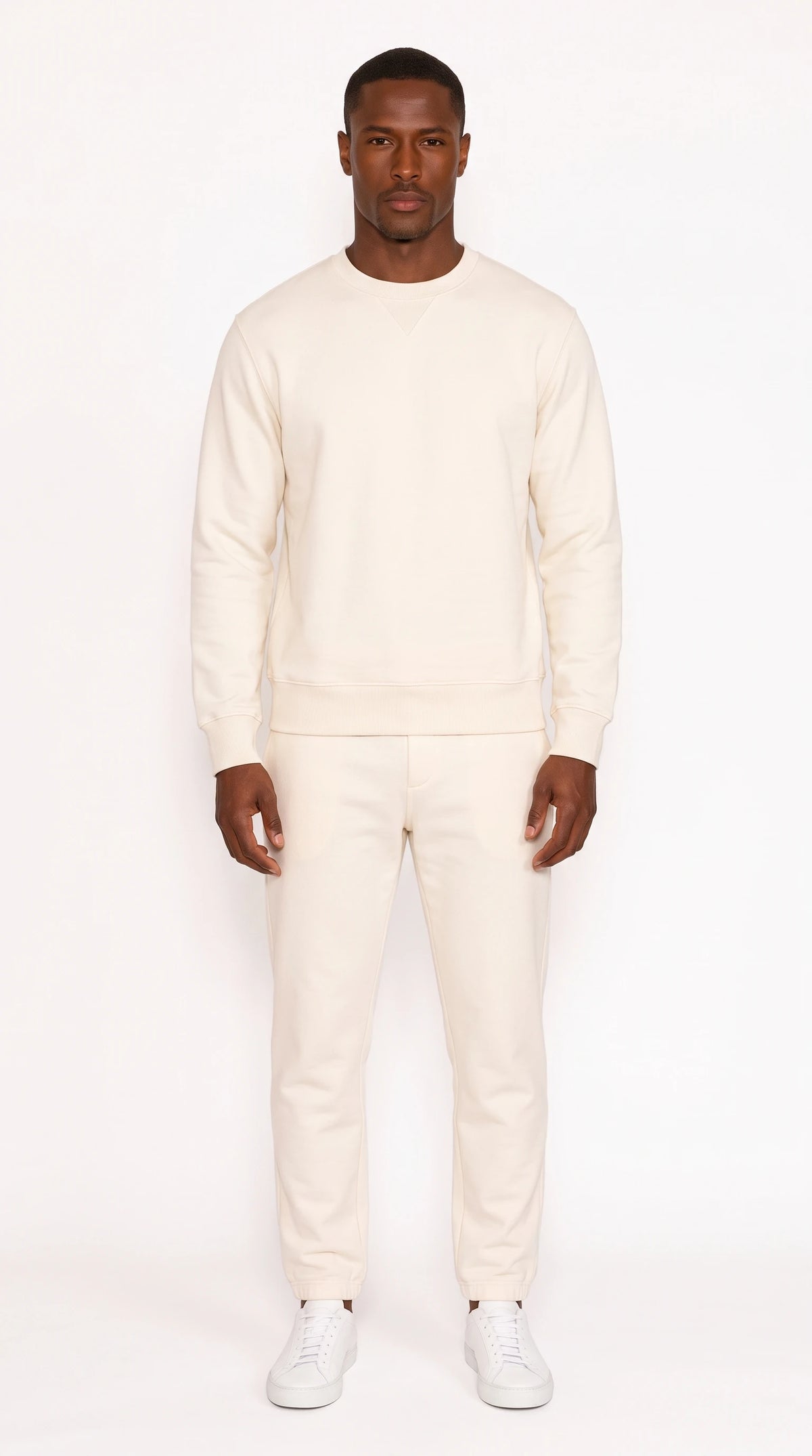 The Noir Ives cream French terry crewneck sweatshirt by Christopher Noir
