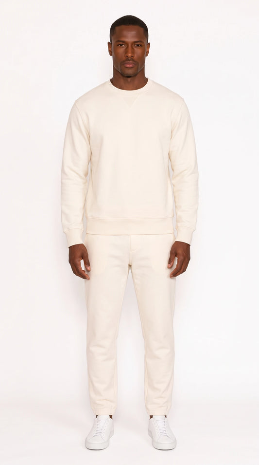 The Noir Ives cream French terry crewneck sweatshirt by Christopher Noir