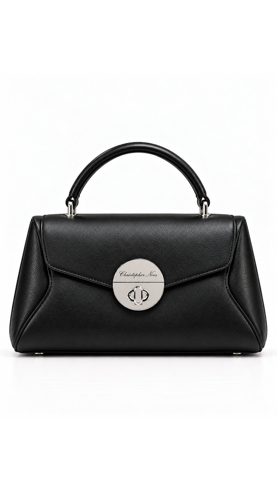 The Noir Selborne — Black Envelope Top-Handle Handbag