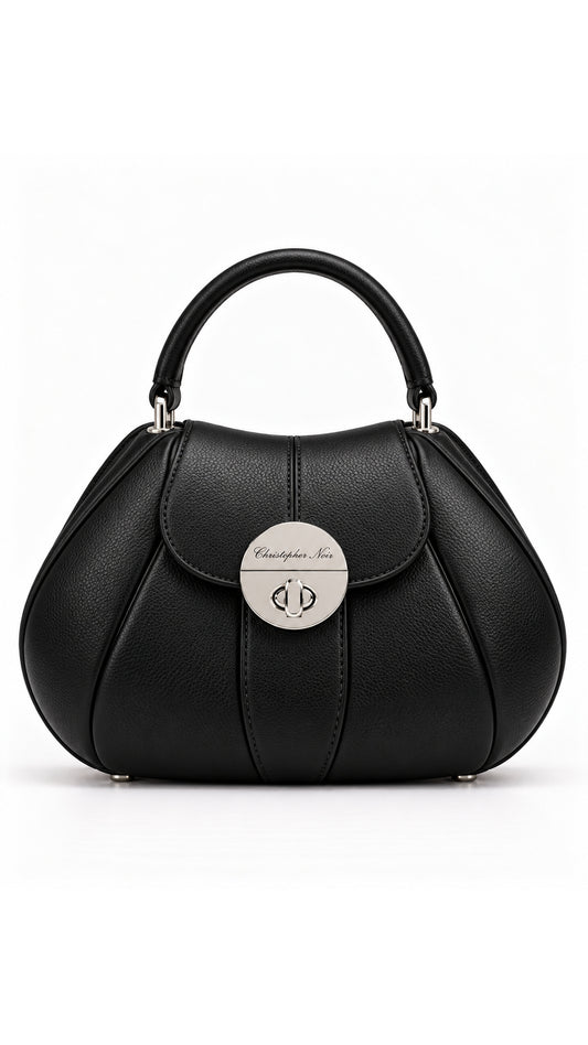 The Noir Bibury — Black Dome Top-Handle Handbag