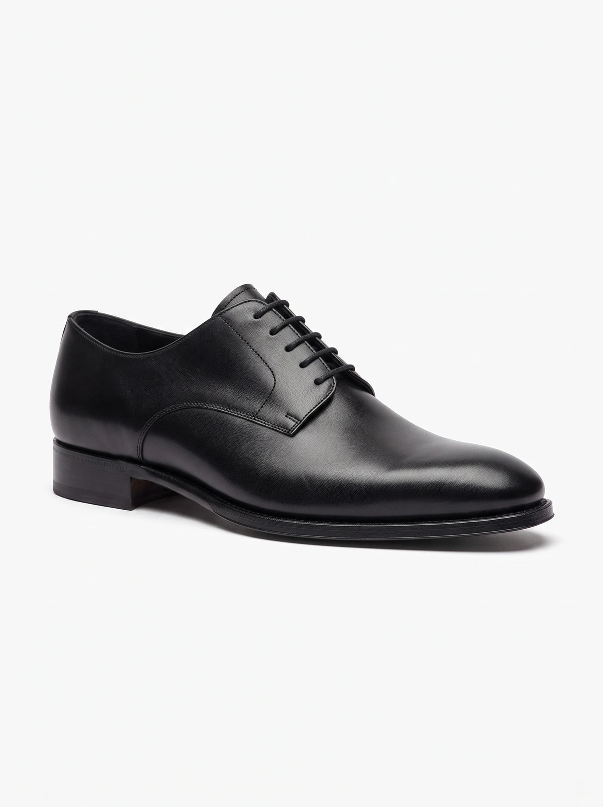 Men's black leather plain-toe Derby – The Noir Russell by Christopher Noir