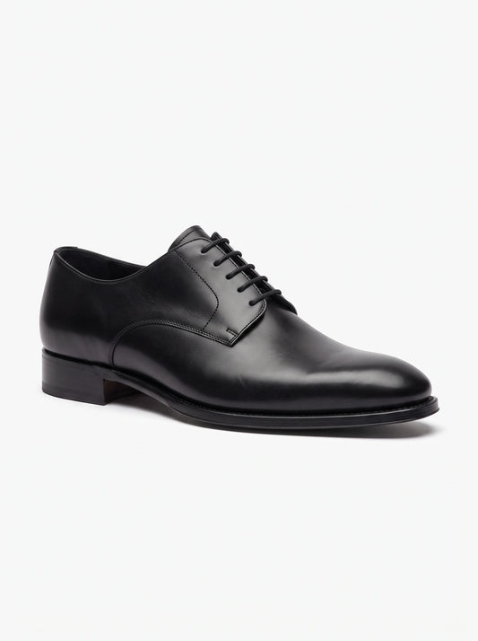 Men's black leather plain-toe Derby – The Noir Russell by Christopher Noir