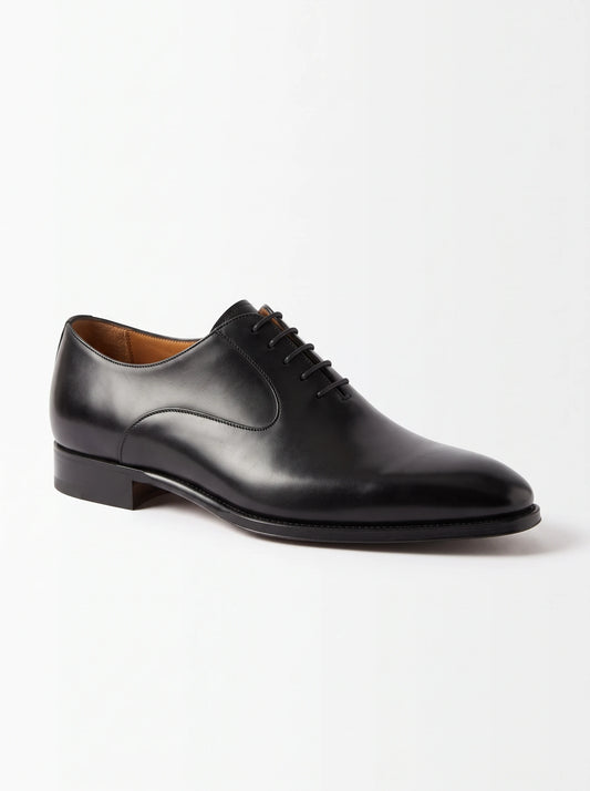 Men's black leather sweep-seam Oxford – The Noir Lansdowne by Christopher Noir